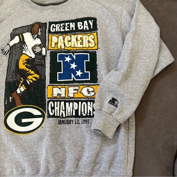 Starter Green Bay Packers NFC Champions Sweatshirt Men's Large Vintage 1997 - Picture 4 of 9